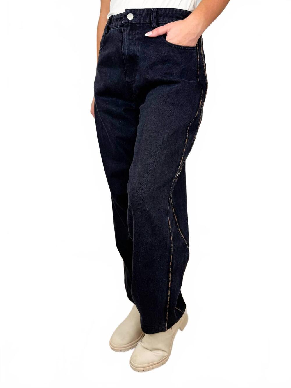 NEW SUNDAY EDITION wild whispers high-rise cotton blend barrel jeans in black